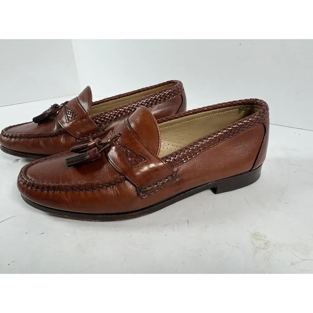 Allen Edmonds Brown Leather Tassel Loafers Mens 8.5 D USA Dress Shoes 47716